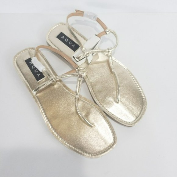 Aqua Zen Strappy Sandals Gold -7.5 - Picture 3 of 4